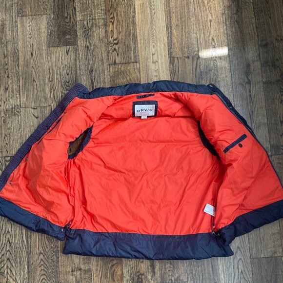 Orvis Classic Collection Women's Navy Blue Down Puffer Vest Orange Accents XL - Picture 6 of 9